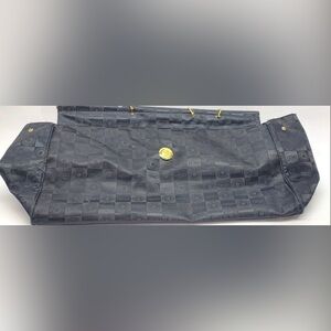 Versace Black Logo Jacquard Nylon Tote Bag with Gold Hardware